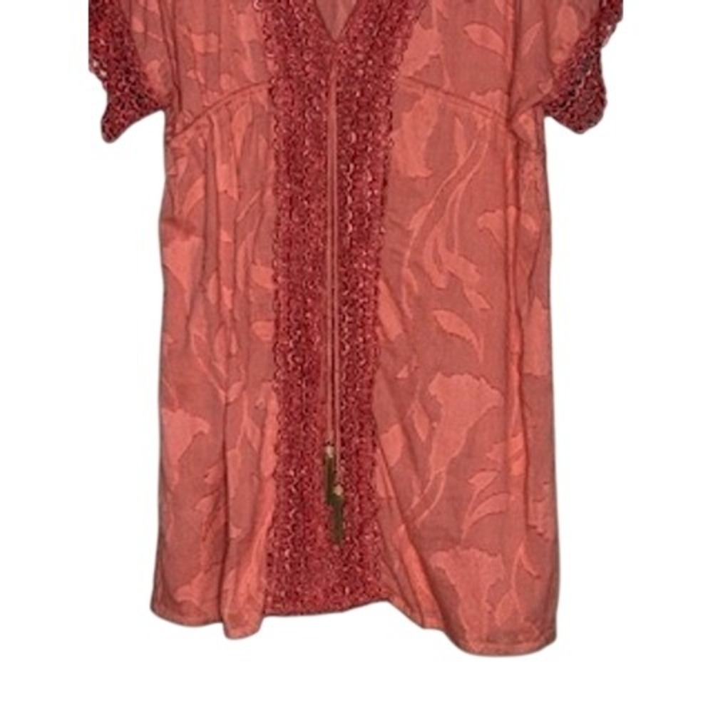Despi‎ Coral Pink Crochet Lace Swim Cover Up Dress Womens Large - Picture 4 of 9